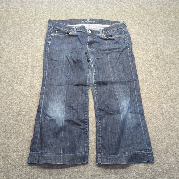 7 For All Mankind Denim - 7 for all Mankind Jeans Womens 31 Blue Dojo Capri Casual Boho